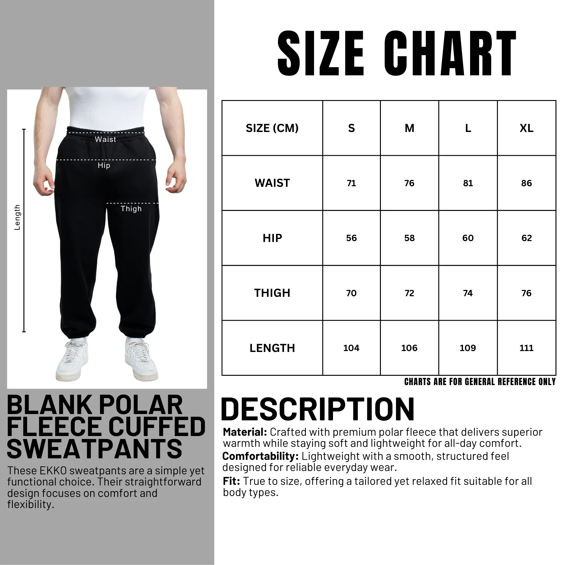 CLEARANCE Blank Polar Fleece Cuffed Sweatpants 380 GSM - Image 4