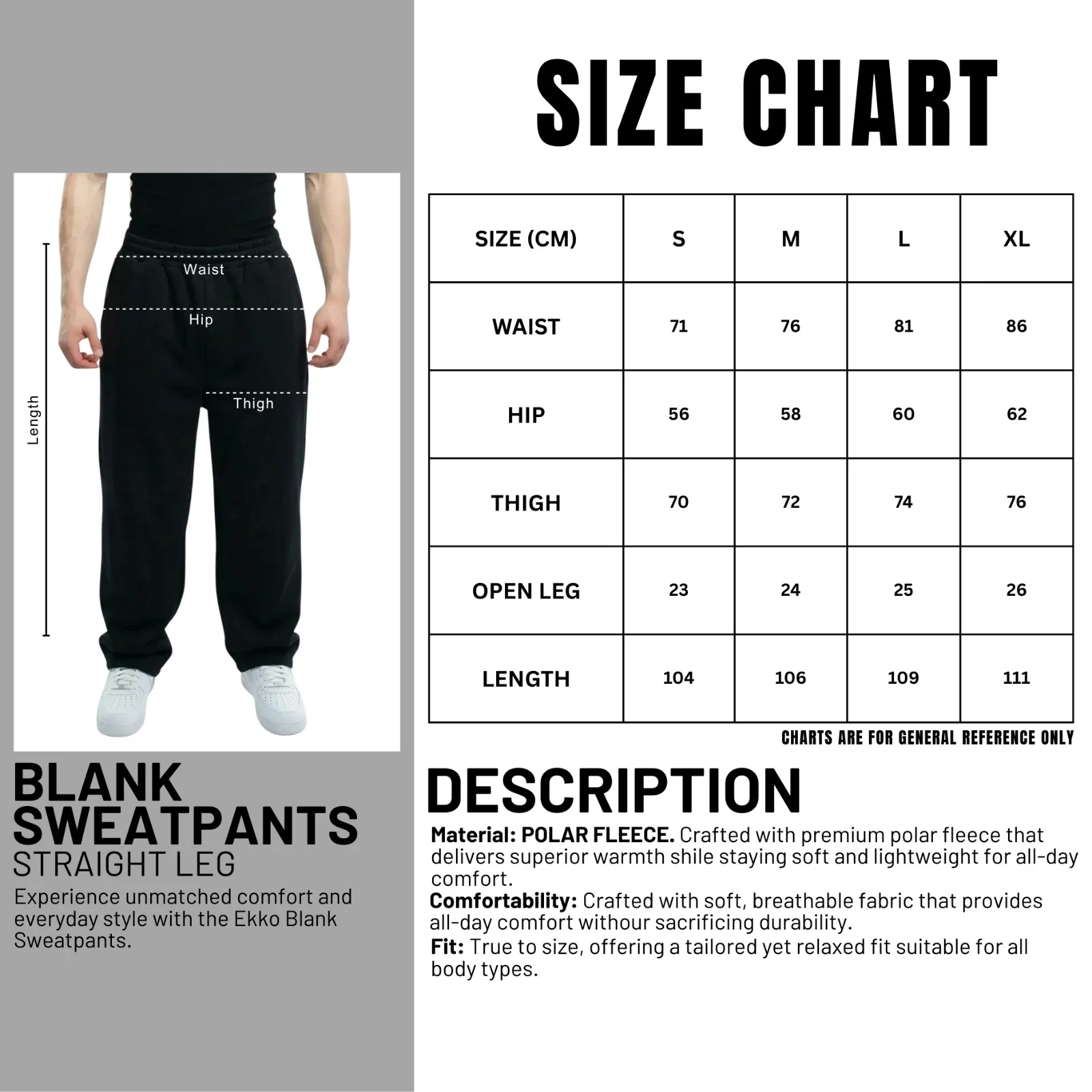 Polar Fleece Blank (Straight Leg) Sweatpants 380 GSM - Image 3