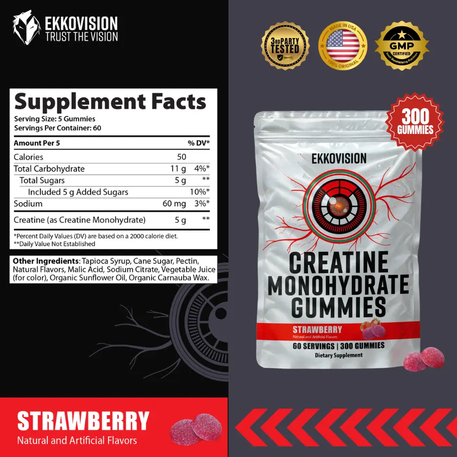 EKKO Creatine Gummies 300 Gummies 3RD Party Tested - Image 4