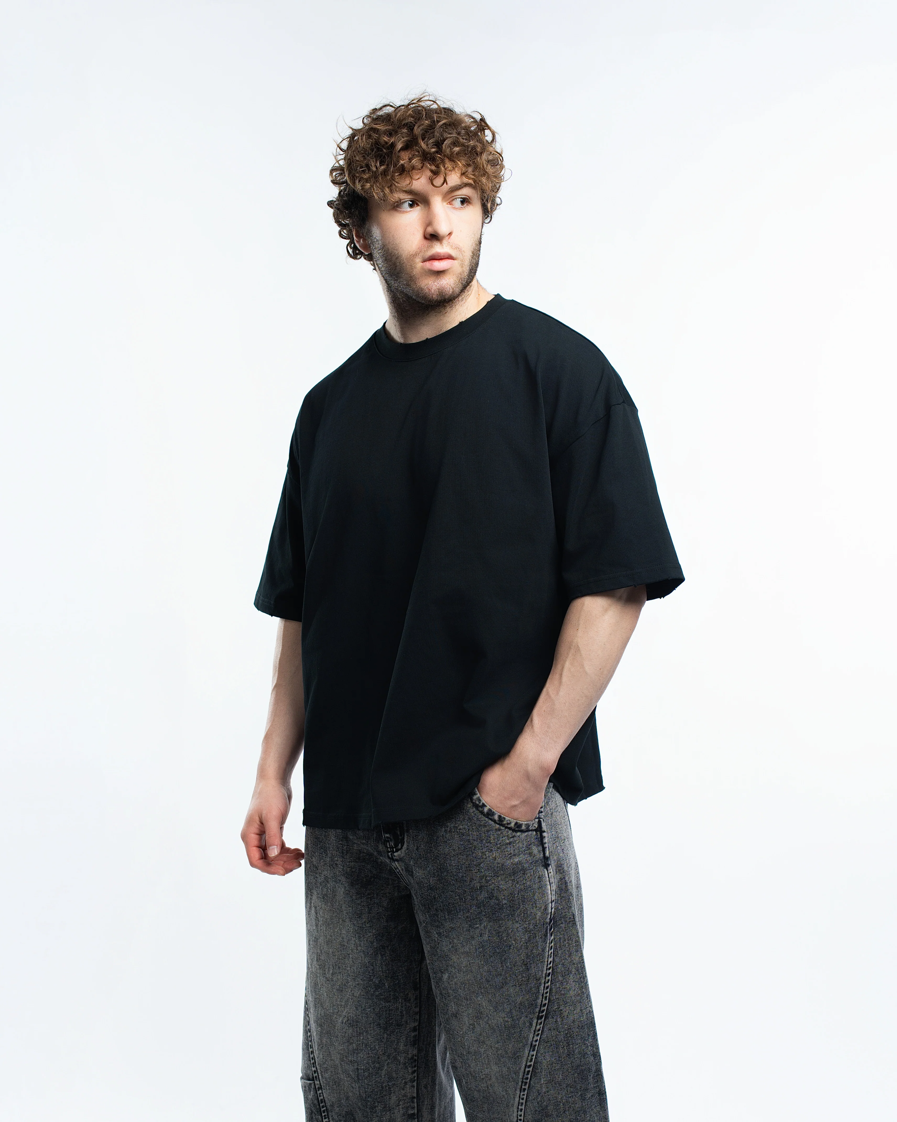 Ekko Distressed Acid Wash 100% Cotton Oversized T-Shirt - Image 5