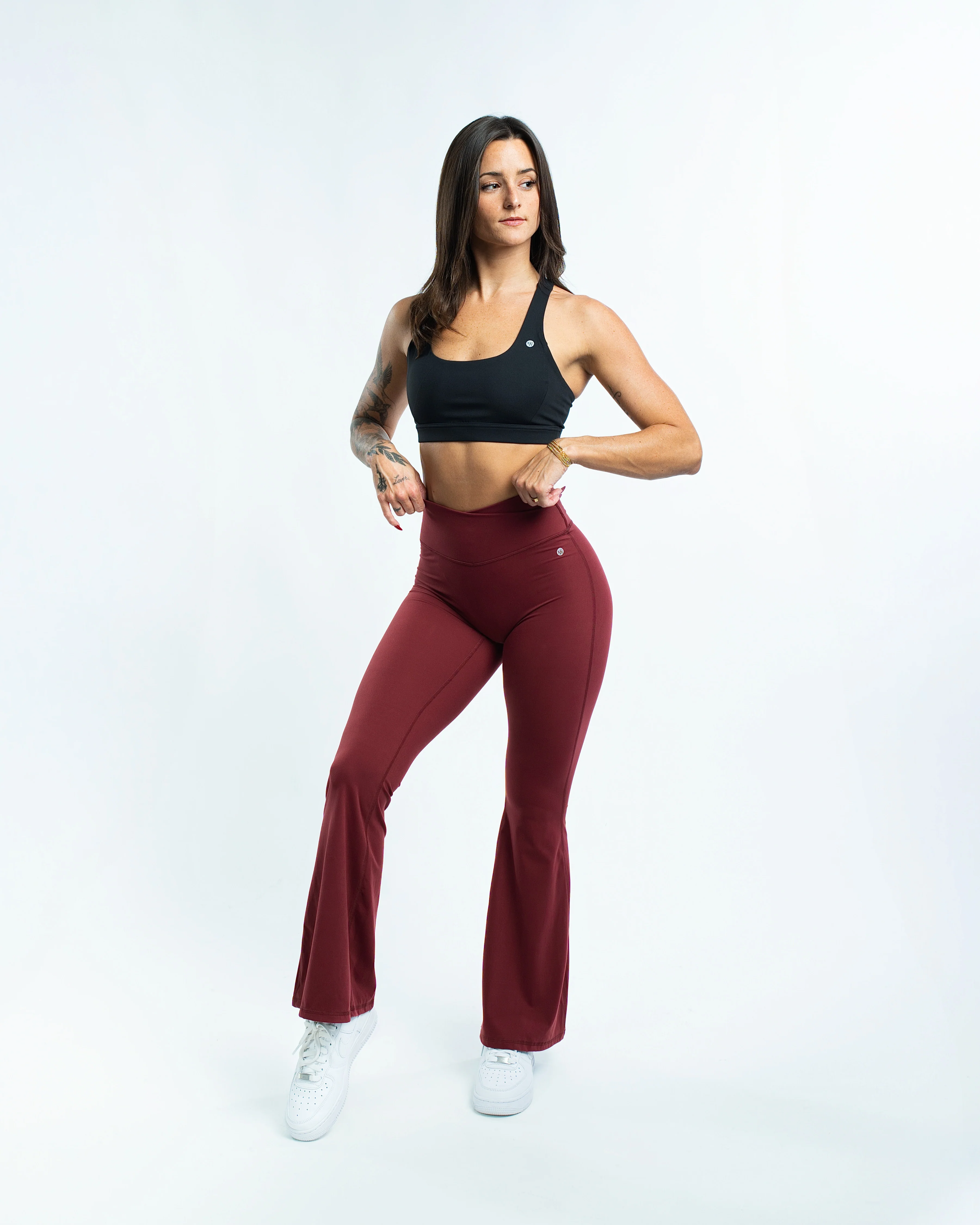Ekko Womens Seamless High Waisted Crossover Flare Leggings - Image 5
