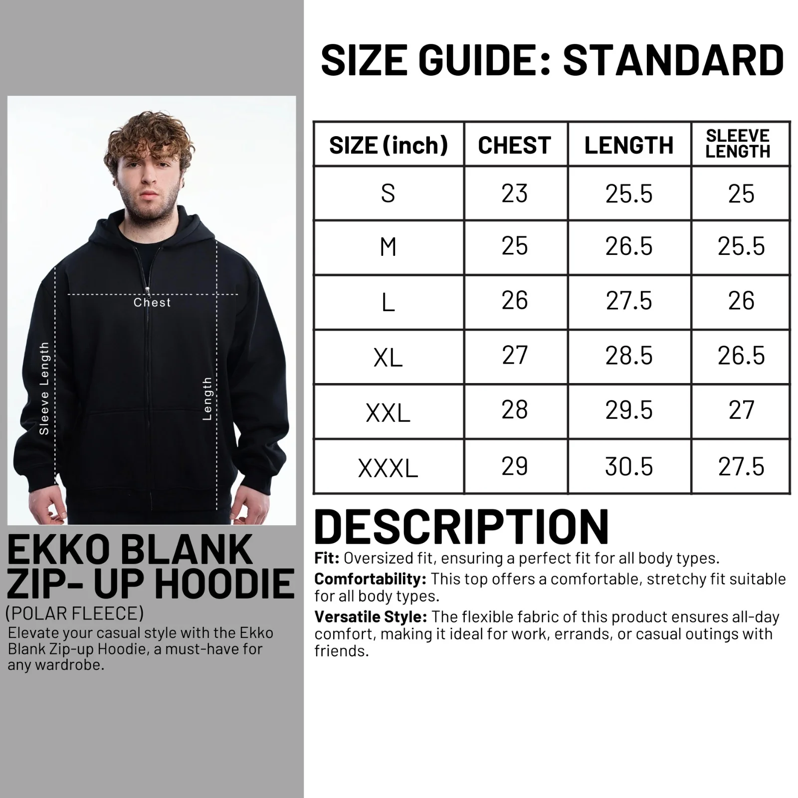 EKKO Zip up Hoodie WITH LOGO 380 GSM - Image 4
